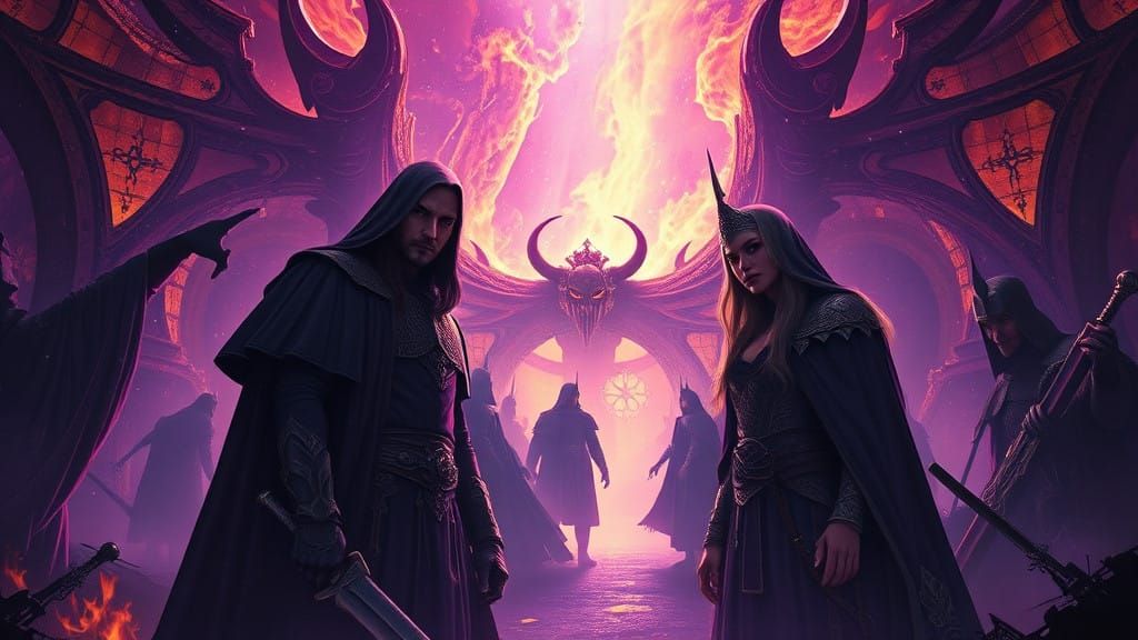 Dark Fantasy Movie Poster for Die Nibelungen in Cyberpunk Ar...