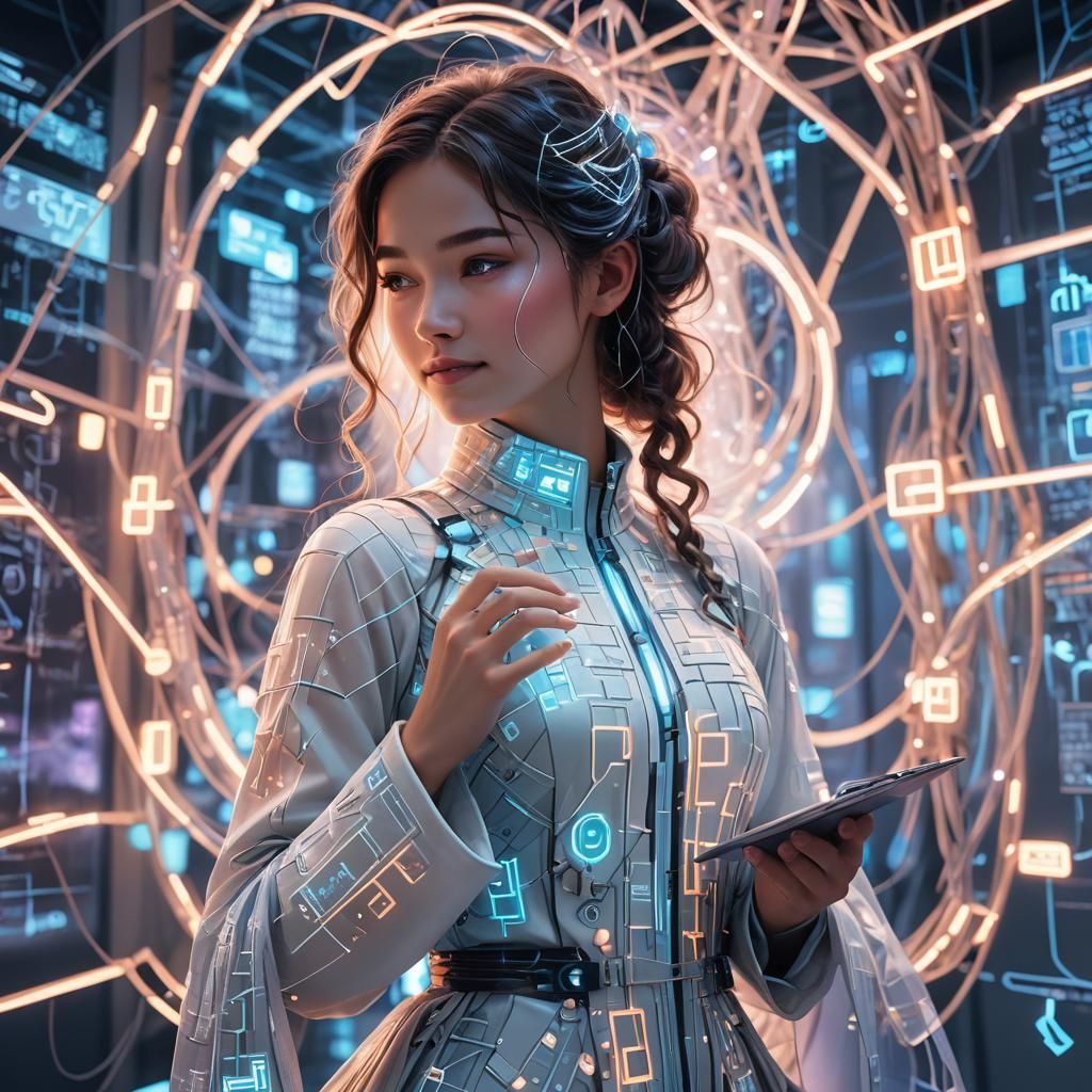 Math Girl in Dreamlike Futuristic Digital Art