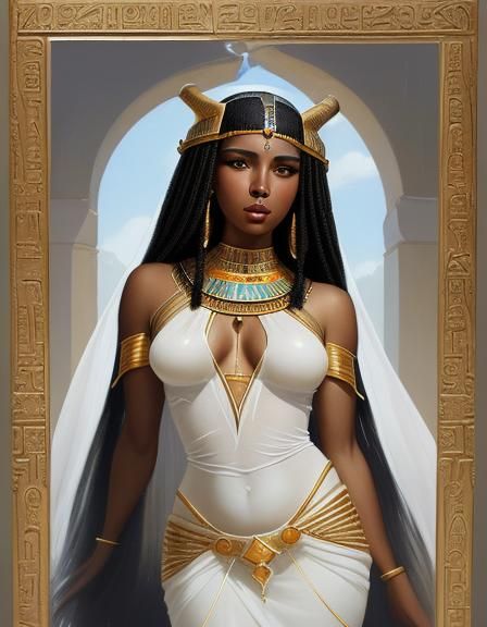 Noble Black Woman in Ancient Egypt: Oil Painting