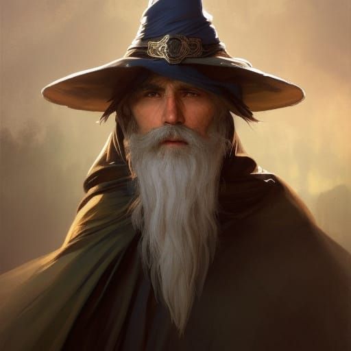 Wizard Portrait in Style of Artgerm and Mucha