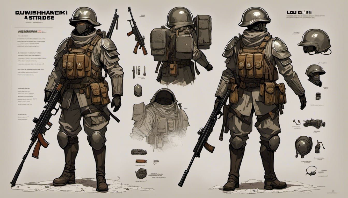 Man with Rifle Concept Art in Shin Hanga Style