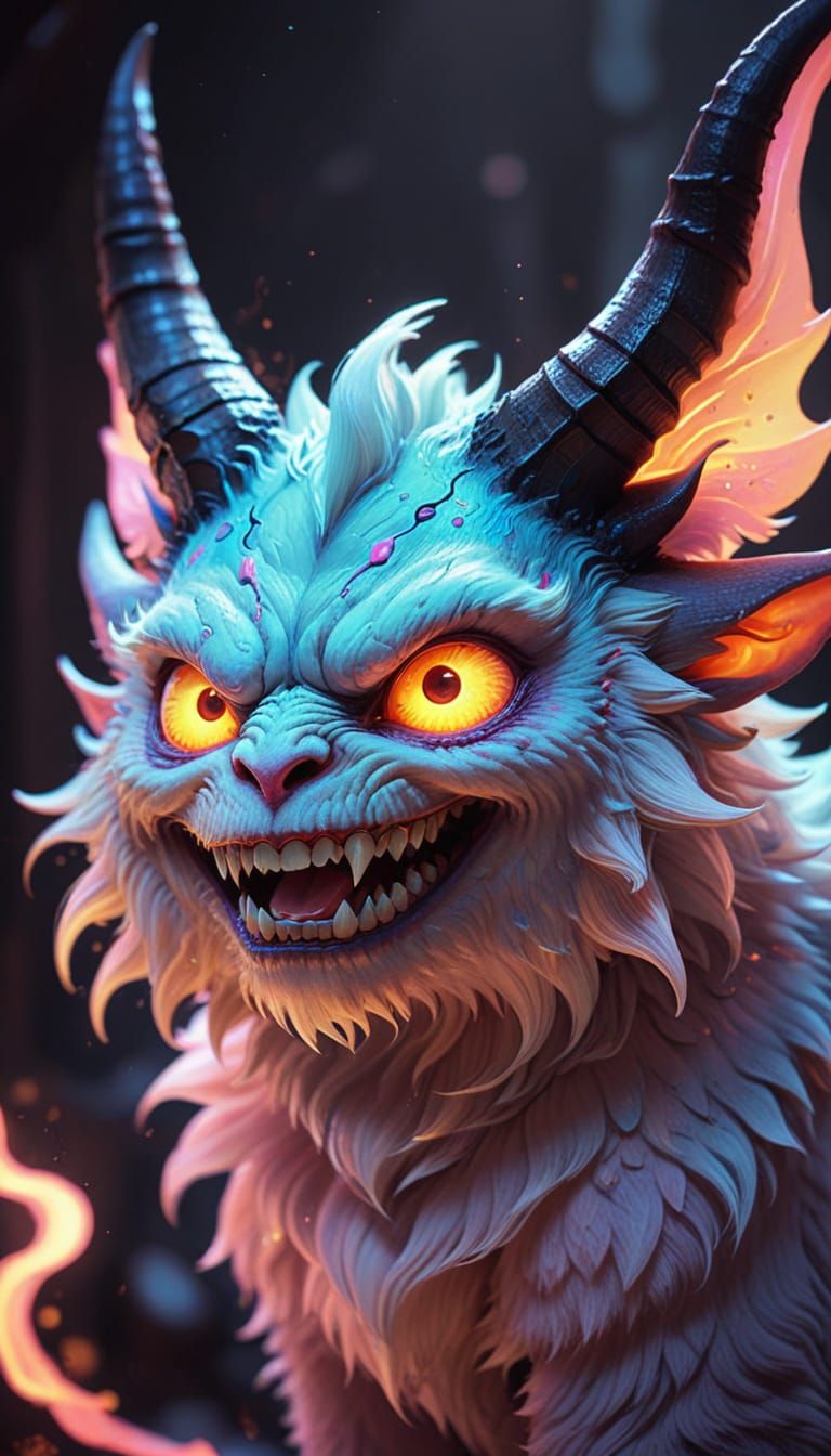 Kawaii Demon Smiles in Pastel Anime Style