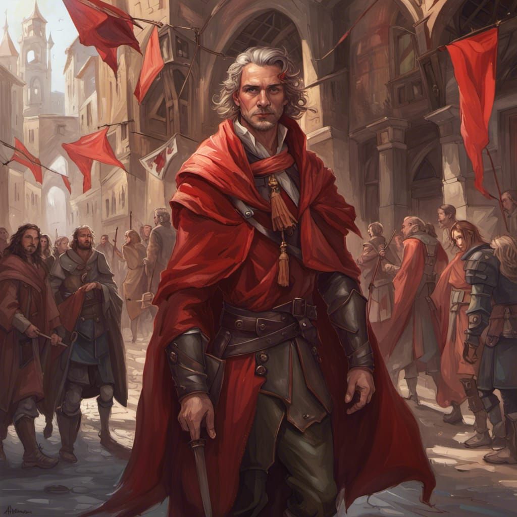 Tiefling Teacher Portrait on Medieval Road