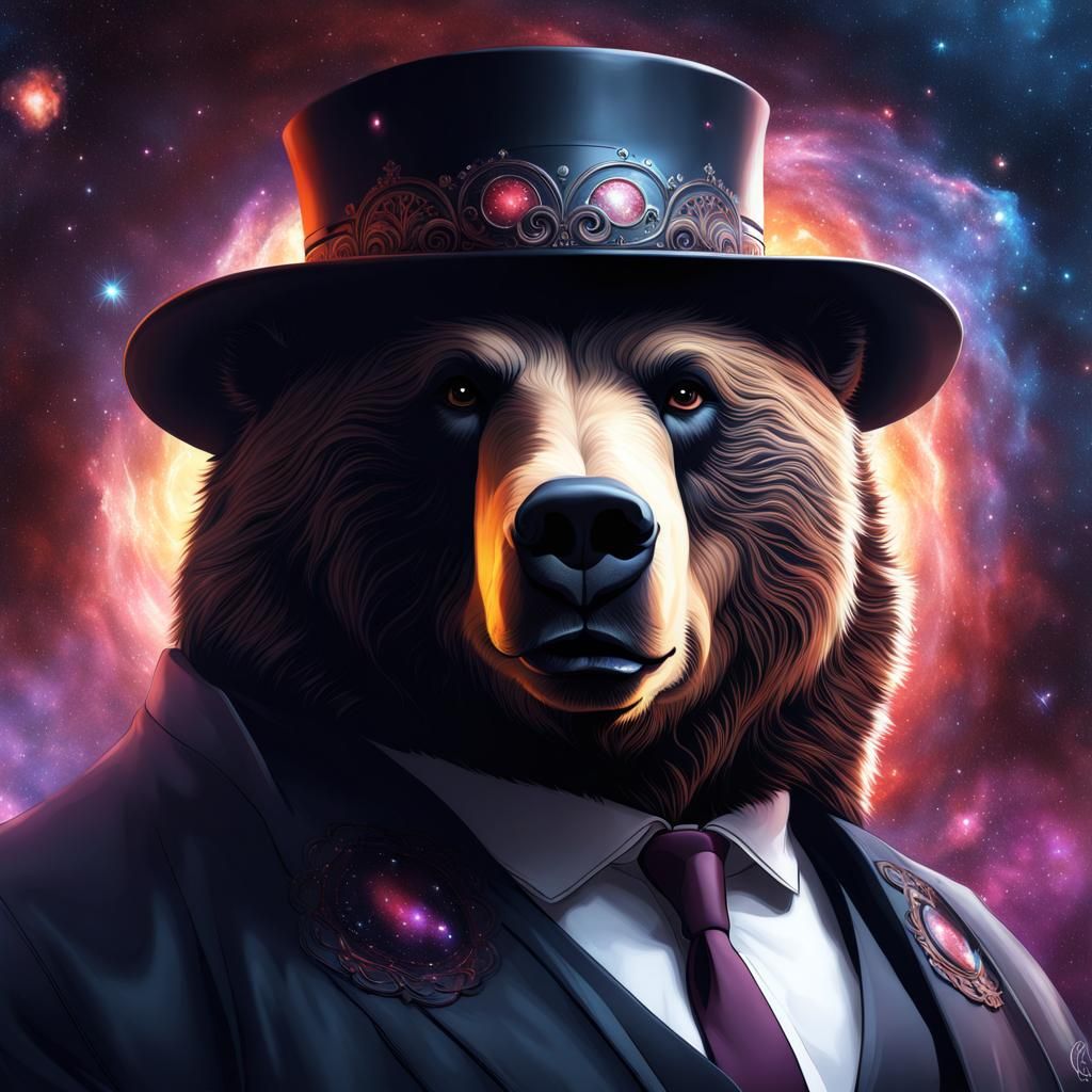 Mafia Bear Portrait in Ornate Galaxy Style