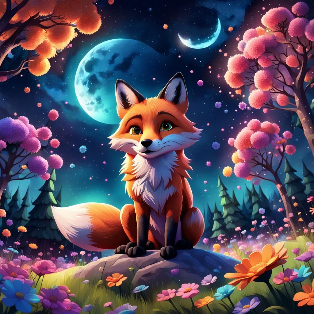 Wonderland Fox and Dog in Splatter Art Style