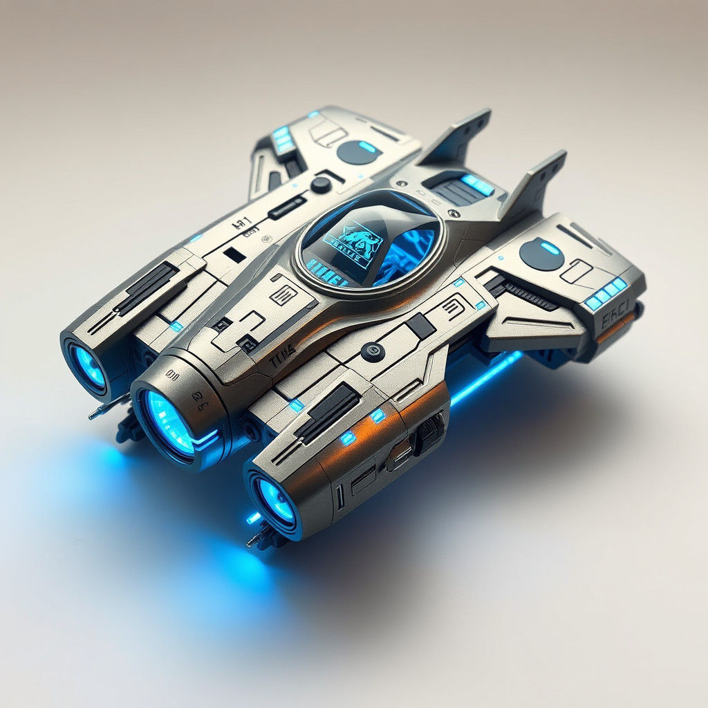 Futuristic Toy Spaceship with Glowing Accents