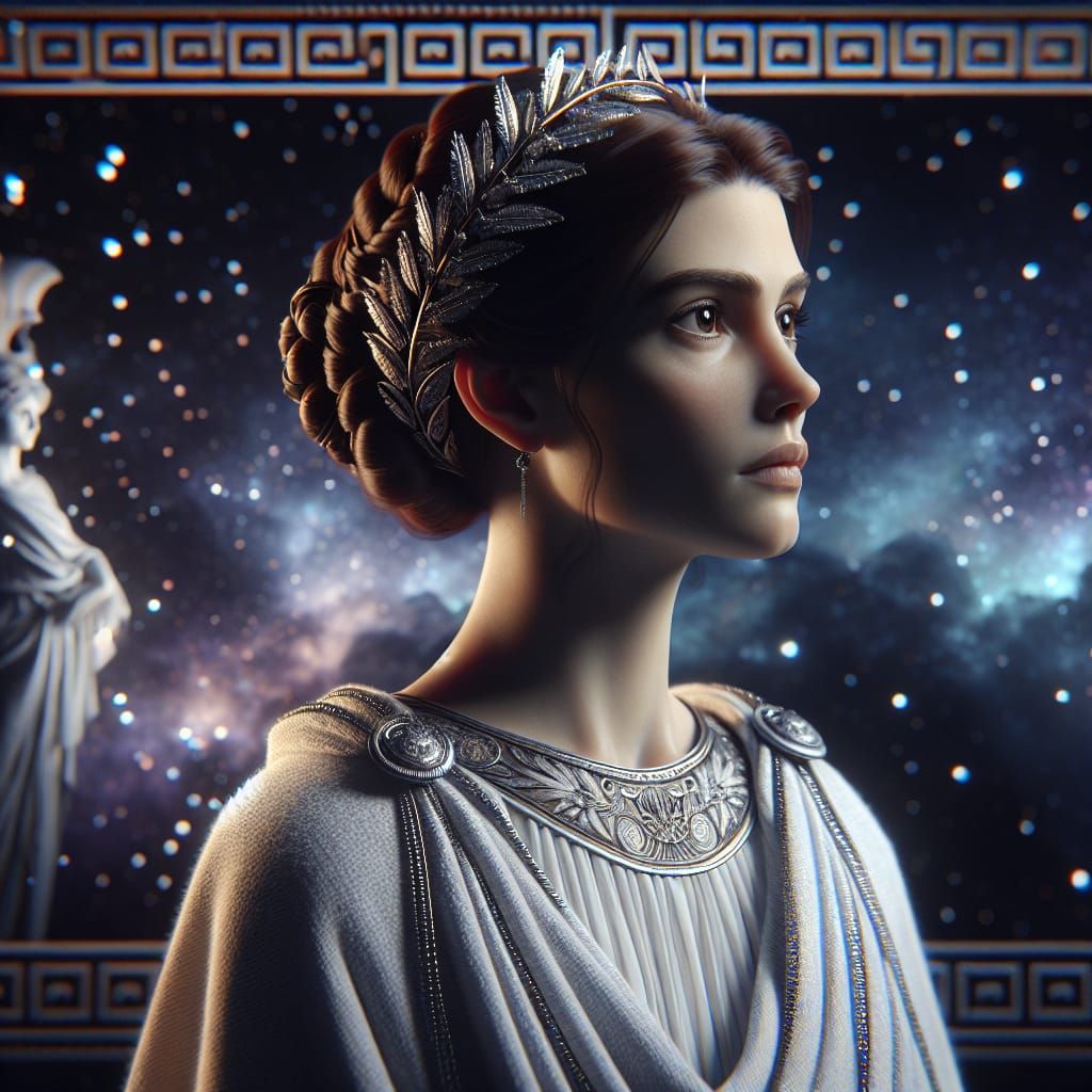 Astraea: Greek Goddess of Justice in Art Nouveau Style