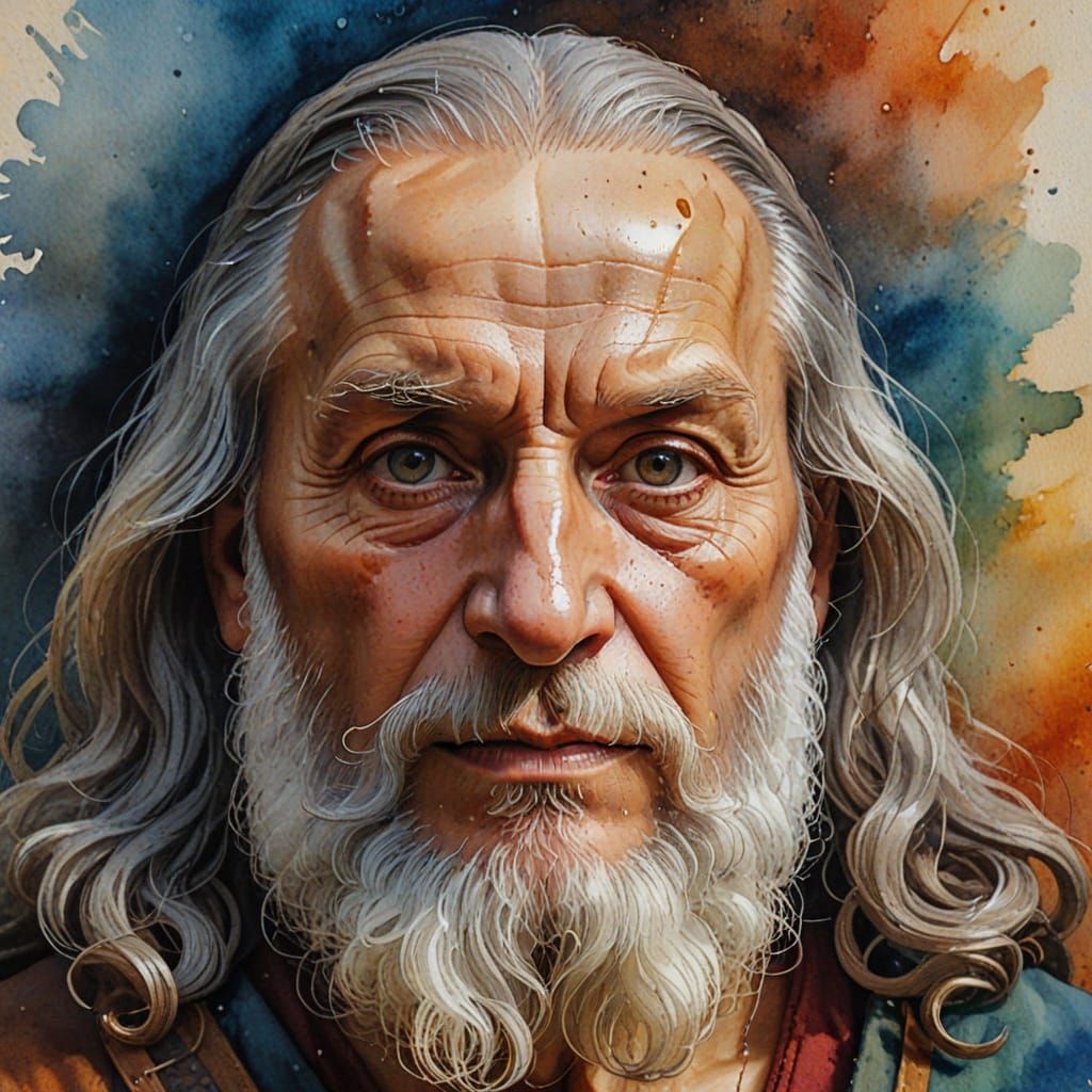 Leonardo da Vinci in Mysterious Watercolor Portrait