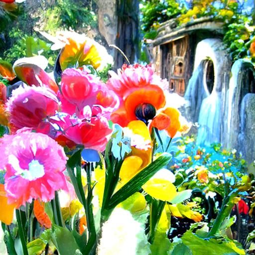 Magical Garden in Oil Painting Style