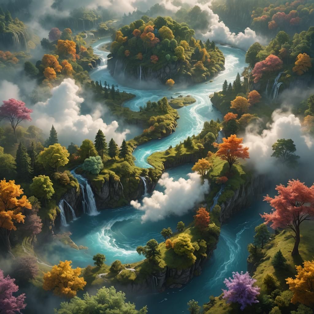Floating River in Sky: Fantasy Concept Art