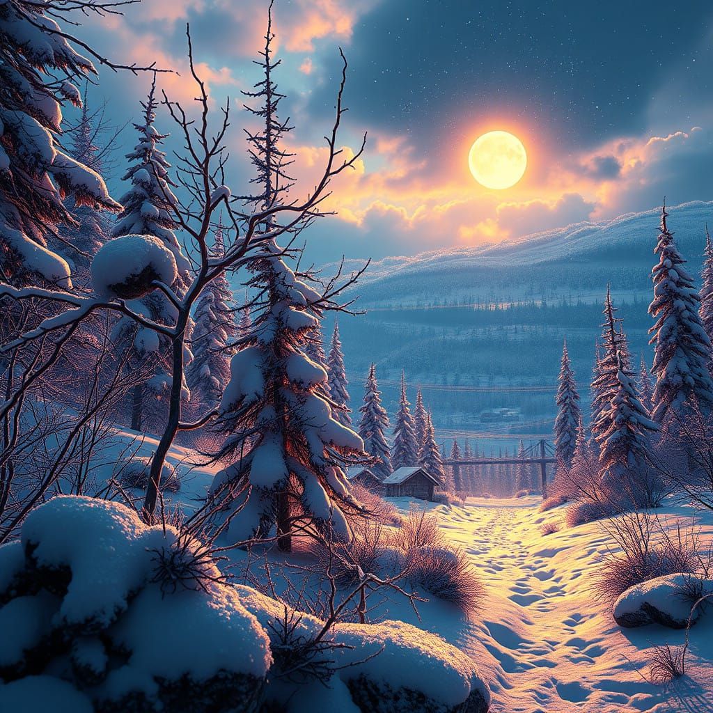 Cosmic Winter Solstice in Chiaroscuro Impasto