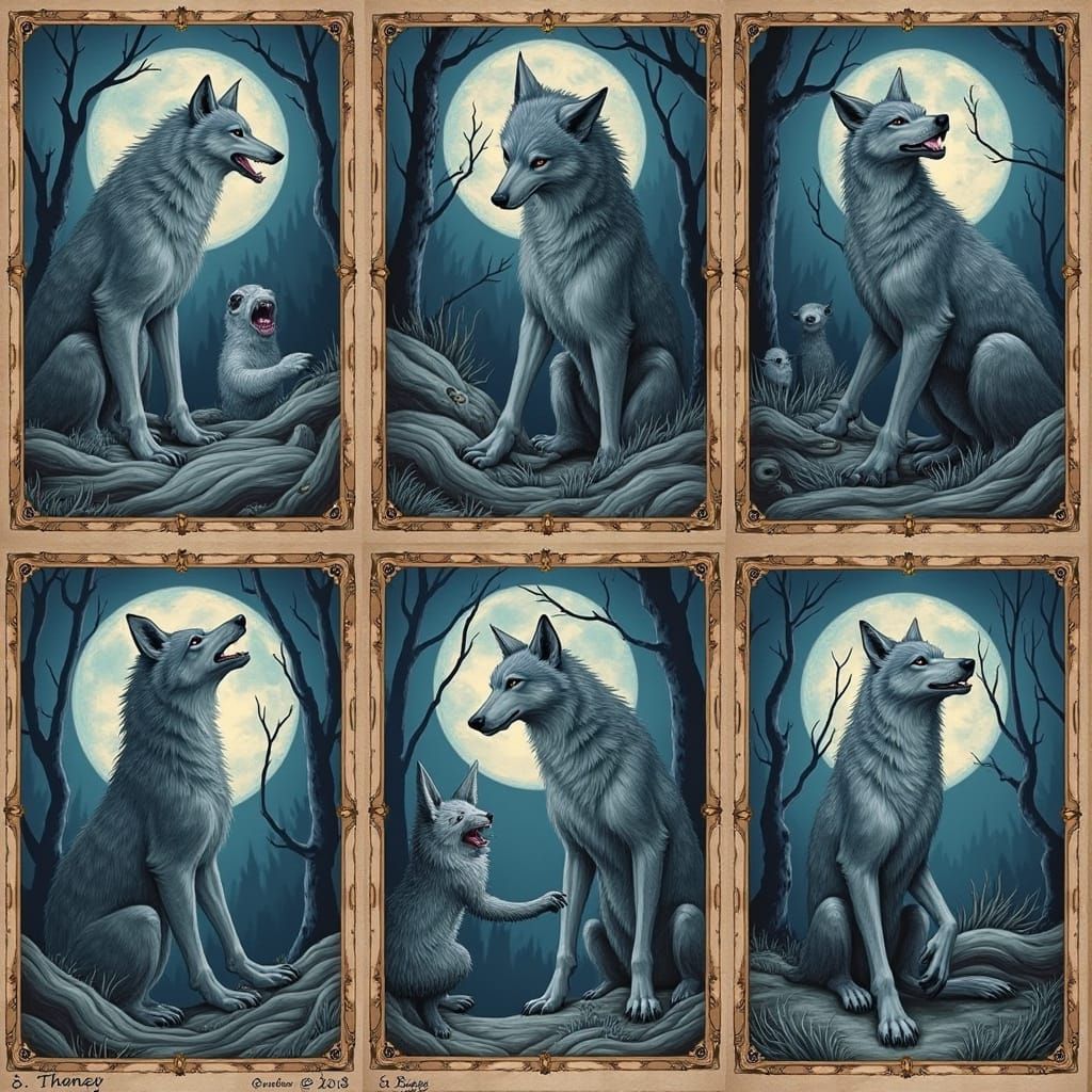 Werewolf Lenormand Card Deck in Dark, Gothic Realism