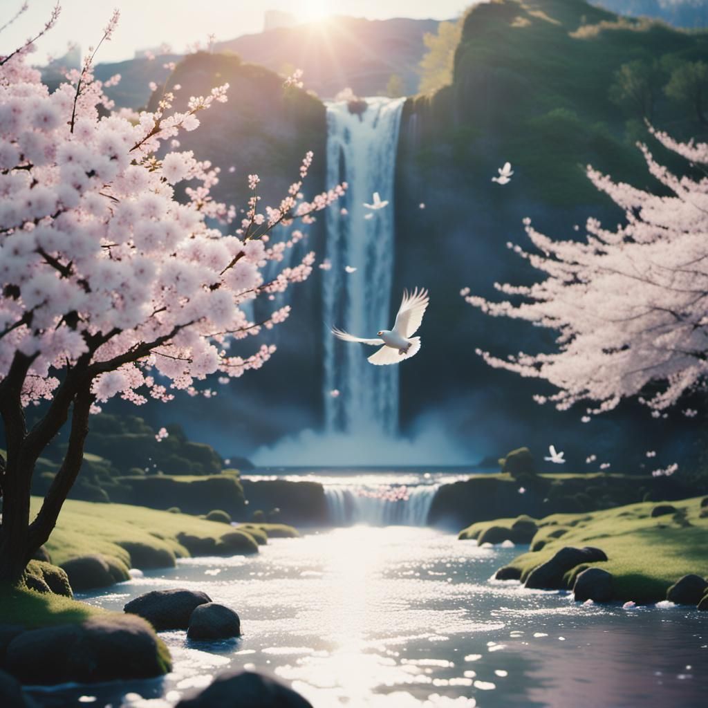 Futuristic Japanese Landscape with Cosmic Skylines