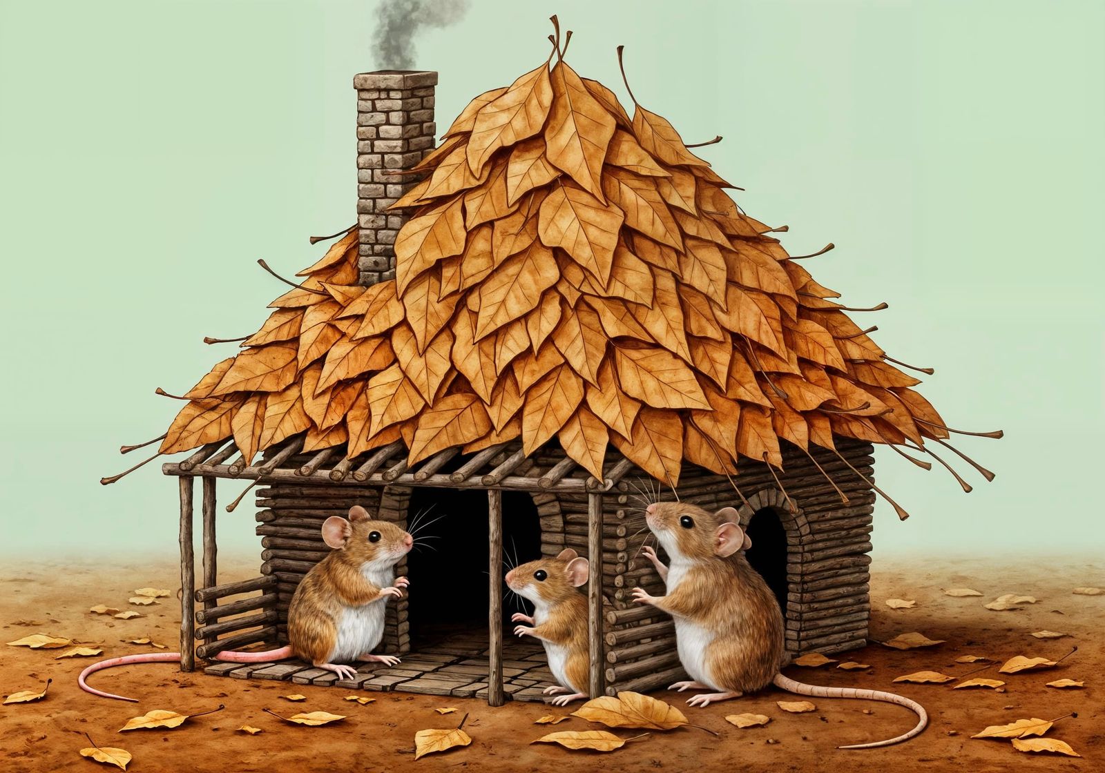 Field Mice Build Cozy Autumn Leaf Hibernation House
