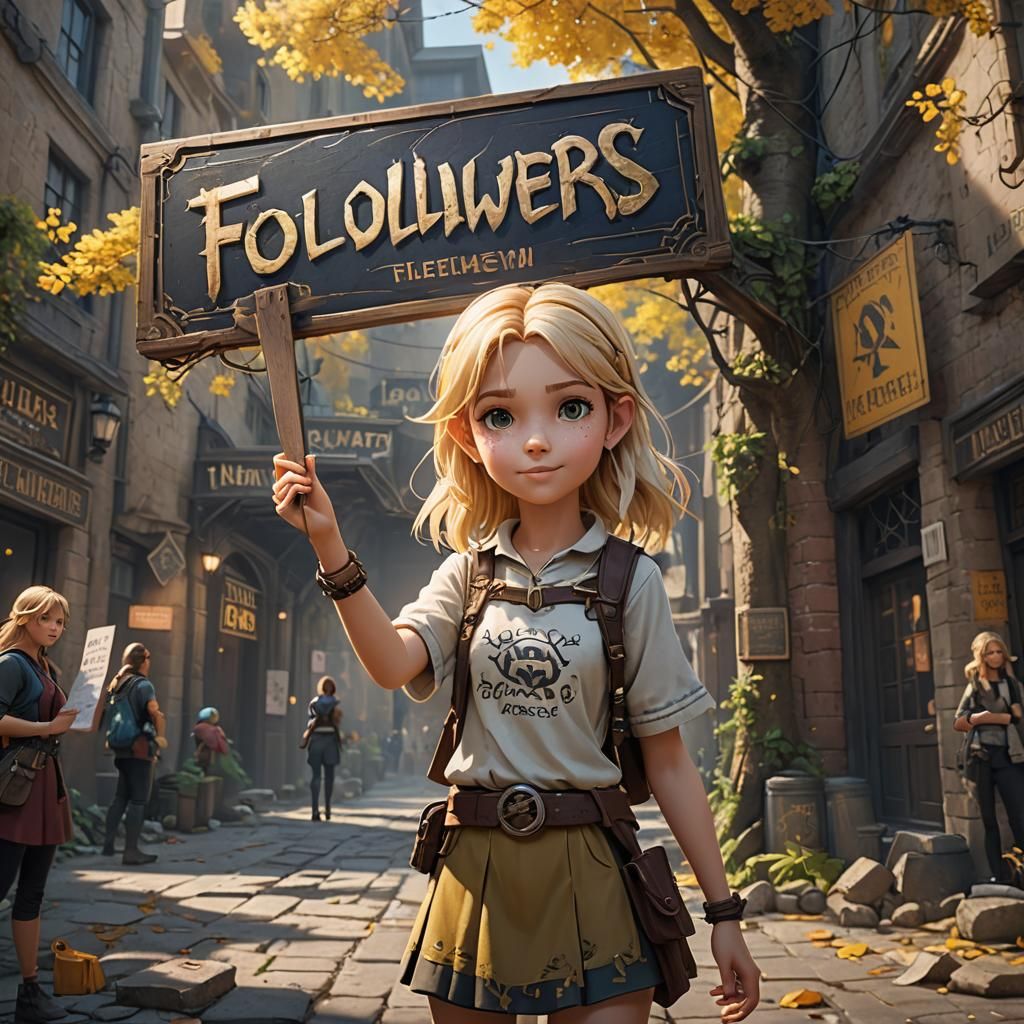 Girl with Followers Sign in Fantasy Digital Art