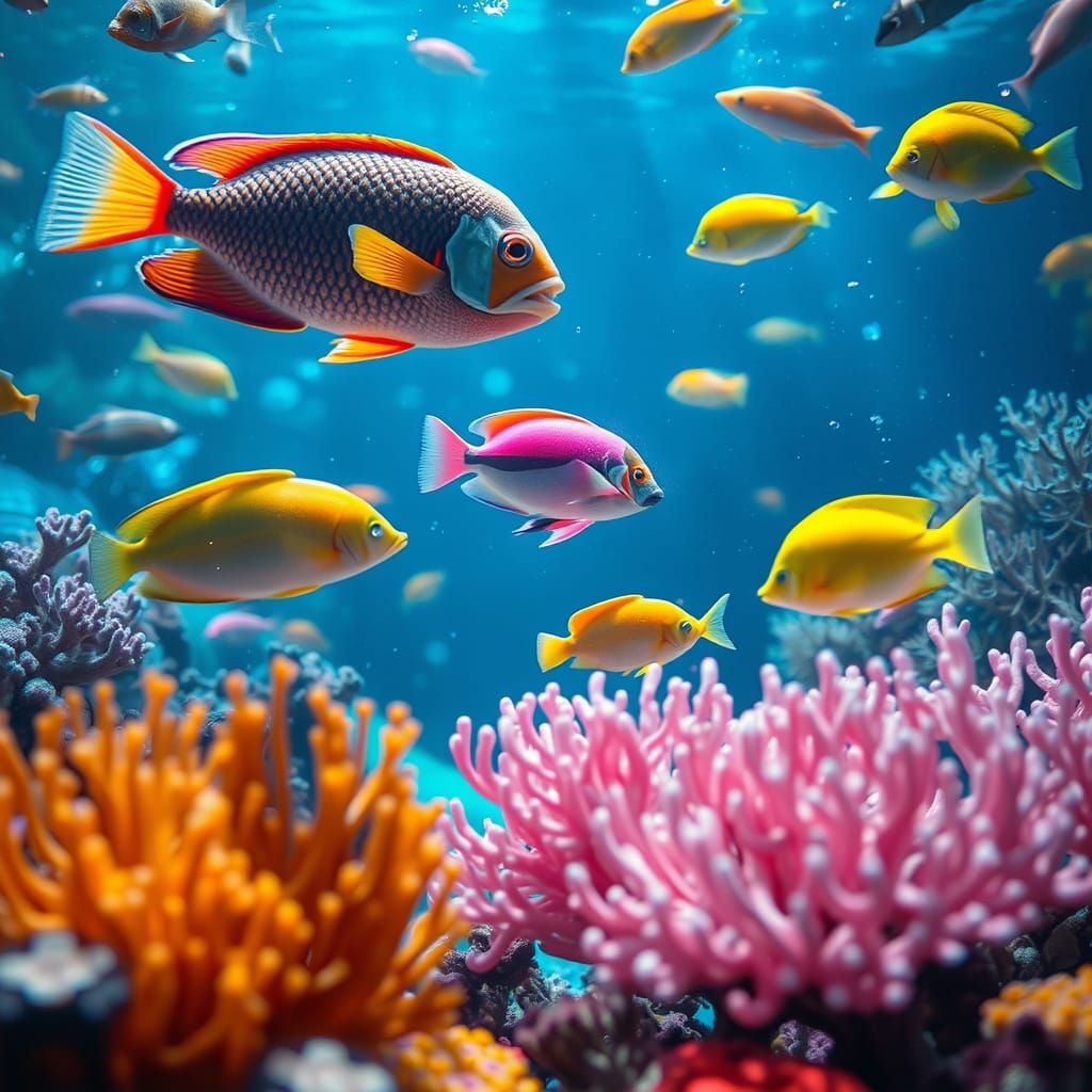Vibrant Marine Life in Dreamy Digital Art