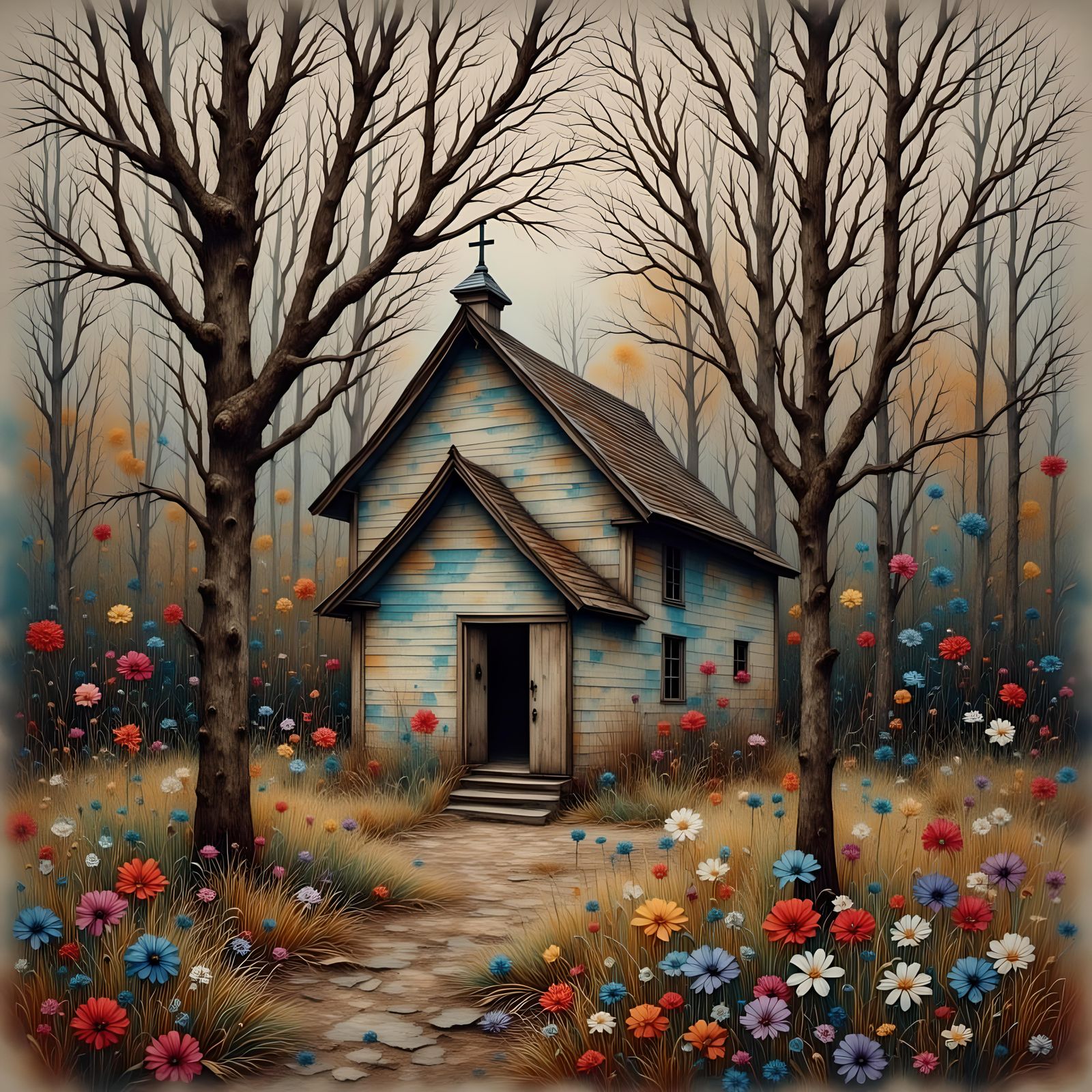 Abandoned Church: Abstract Pop Art in 8K