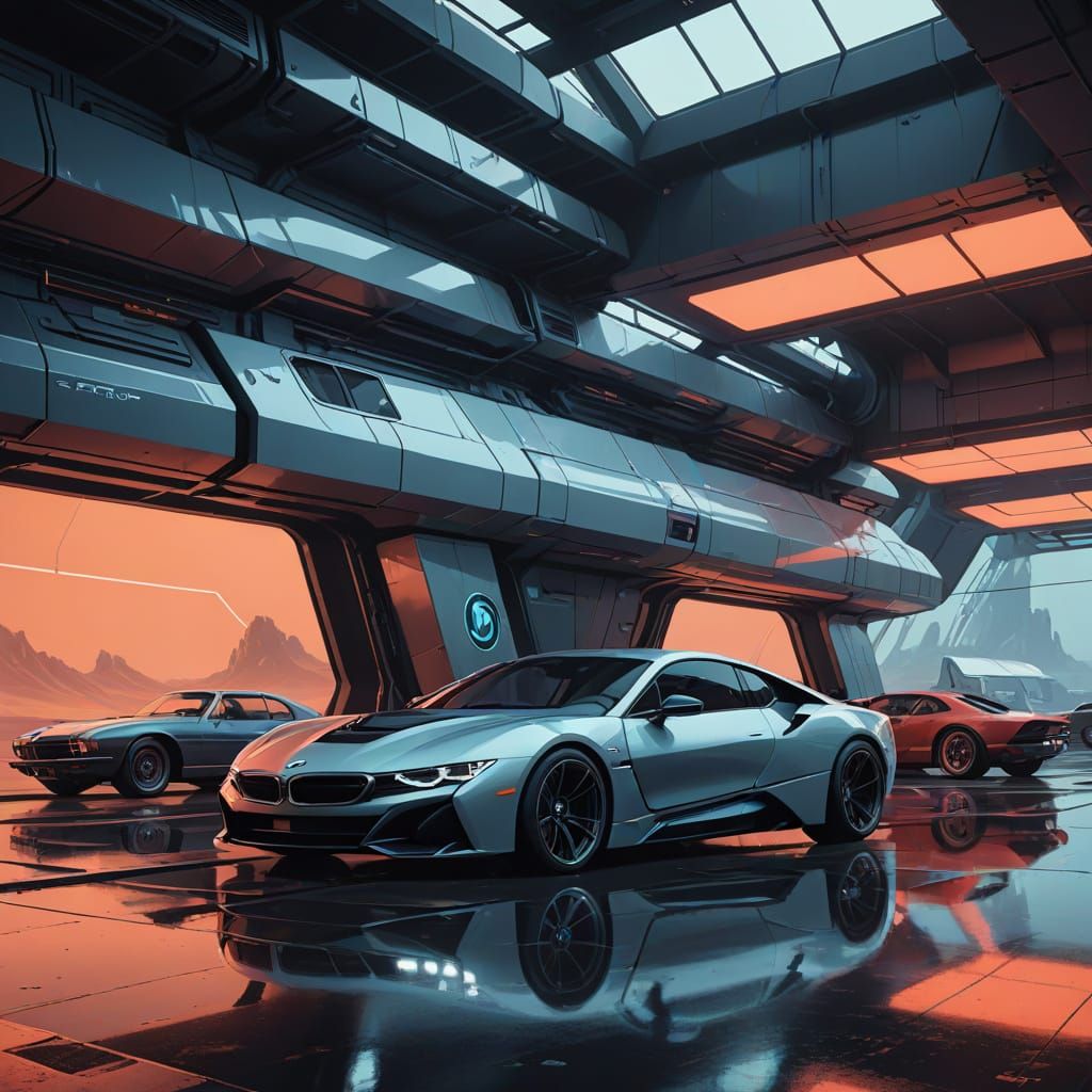 Luxury Cars Showcase with Iconic Logos in Futuristic Digital...