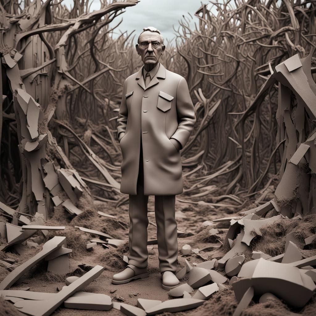 Surreal Geometric Australian Landscape 3D Clay Model