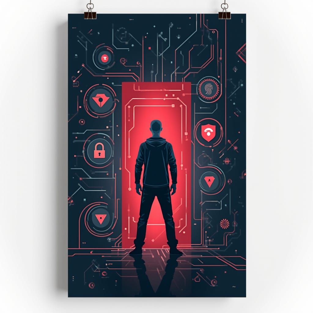 Cybersecurity Poster in Sleek Futuristic Vector Style