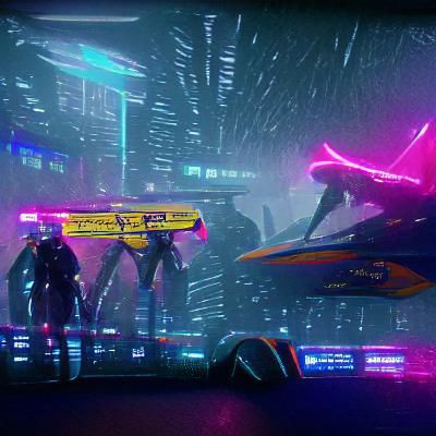 Cyberpunk Space Cops in Neon Cityscape