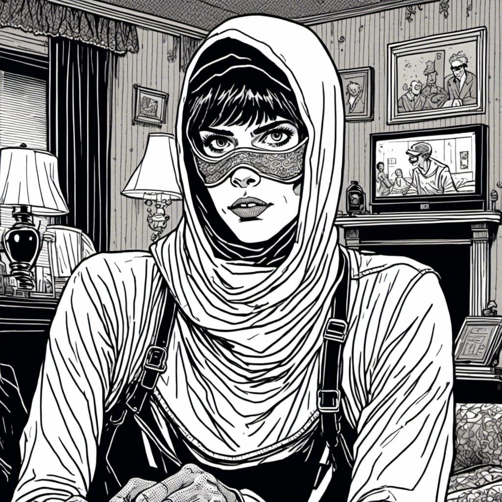 Avant-Garde Model in Shadowy Living Room