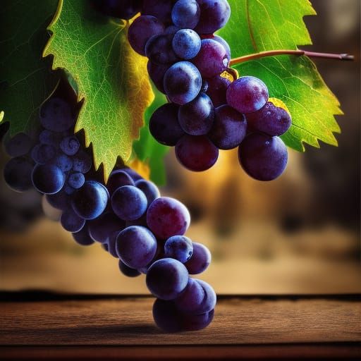 Hyperrealistic Wine and Grapes in Rural France