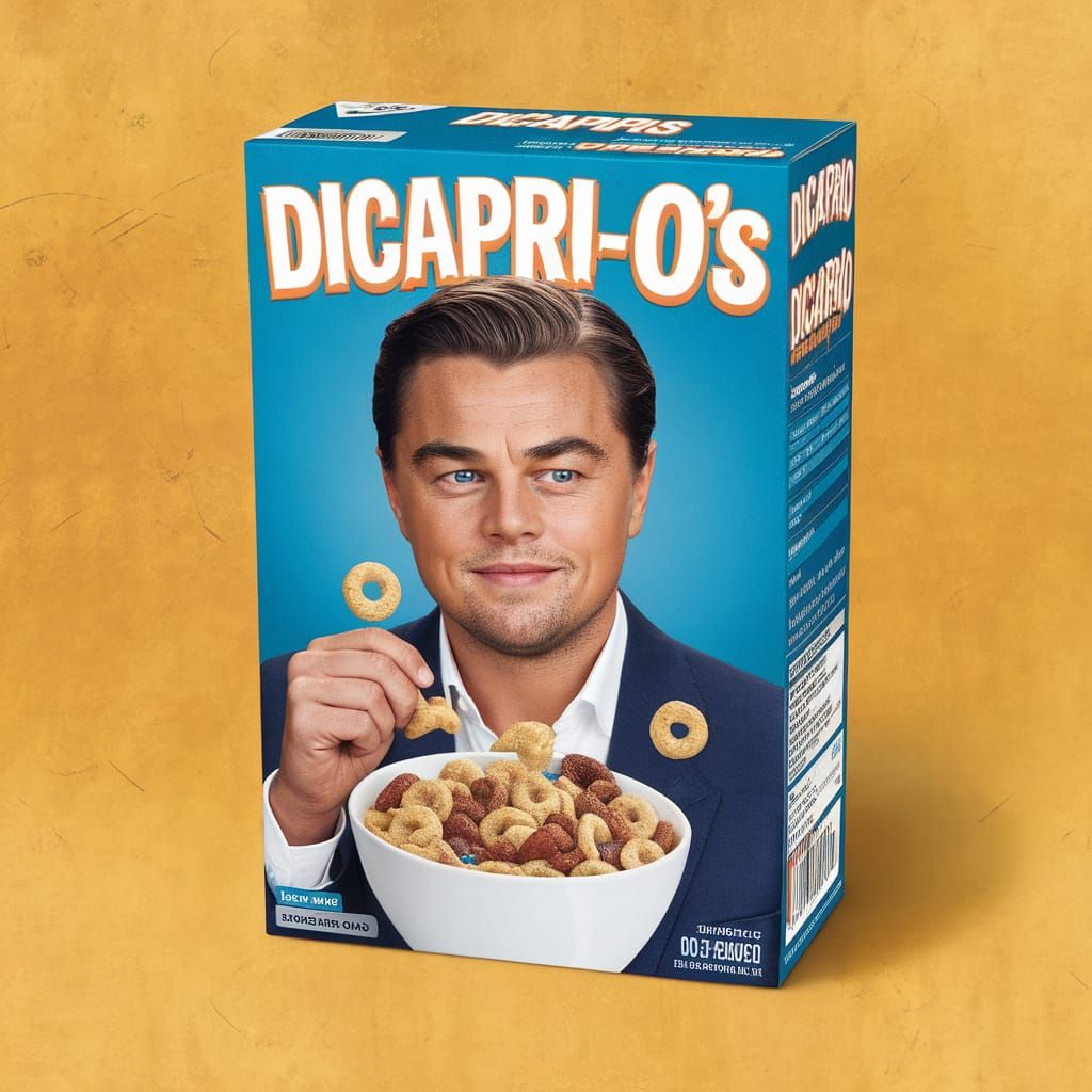 Dicapri-O's Cereal Box Featuring Leonardo DiCaprio