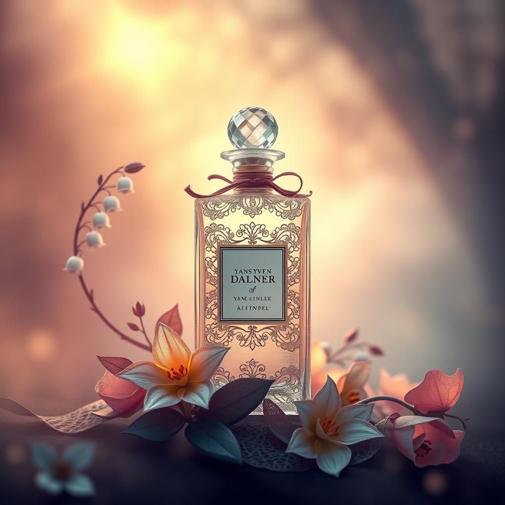 Elegant Perfume Bottle with Lace in Fractal Art