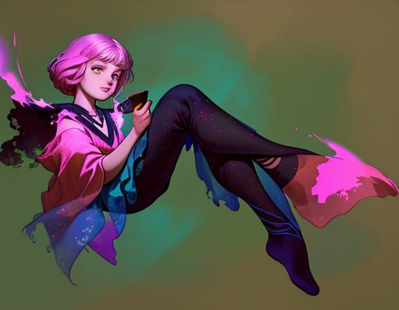 Ethereal Angelic Portrait in Modern European Ink Style