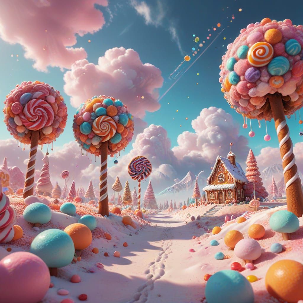 Candy Land: Whimsical Fantasy Art in Oil Painting Style