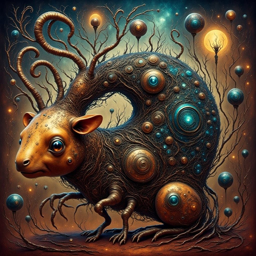 <lora:CY-BUG SONG:1.0> Surreal painting of a strange world w...