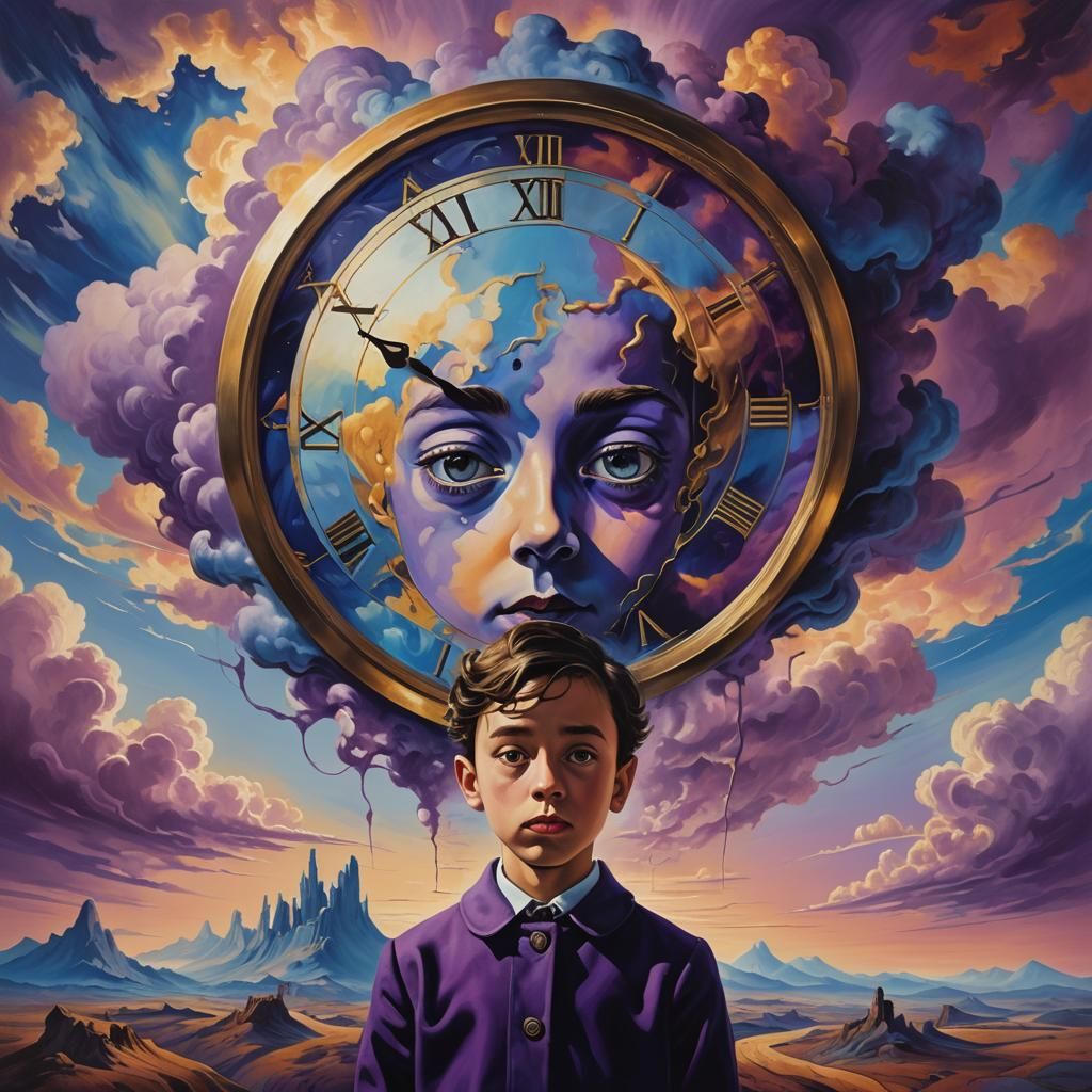 Dreamlike Child in Surrealist Landscape