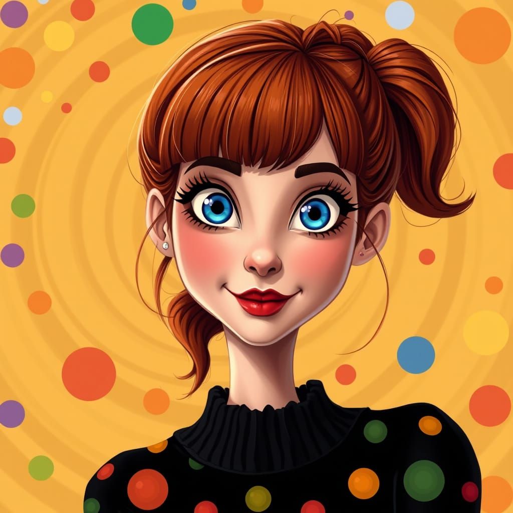 Woman with Auburn Hair in Tim Burton Style