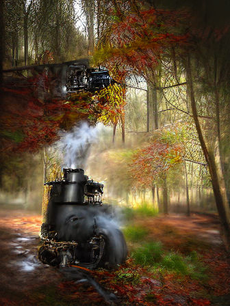 Abstract Autumn Landscape in Impressionistic Style