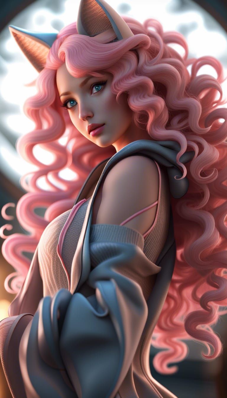 Hyperdetailed Pink-Haired Kitsune in 8K Resolution