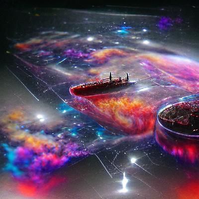 Tanker Ship Navigating Space in Astral Illustration