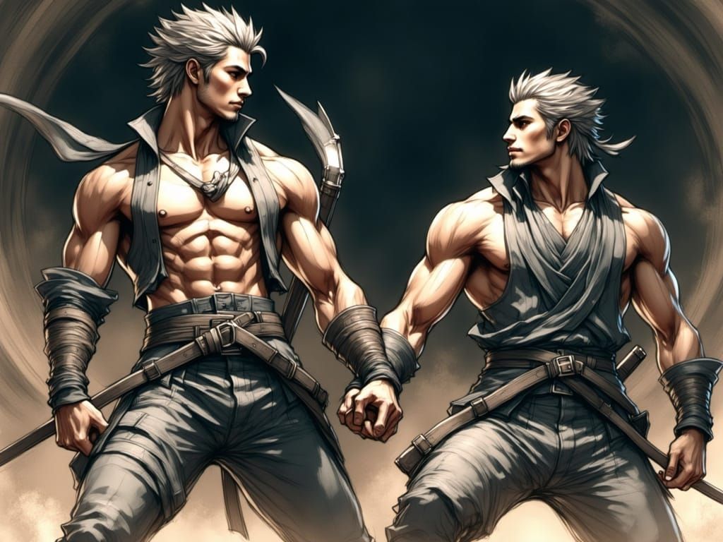 Manga-Style Ninjas Engaged in Epic Battle