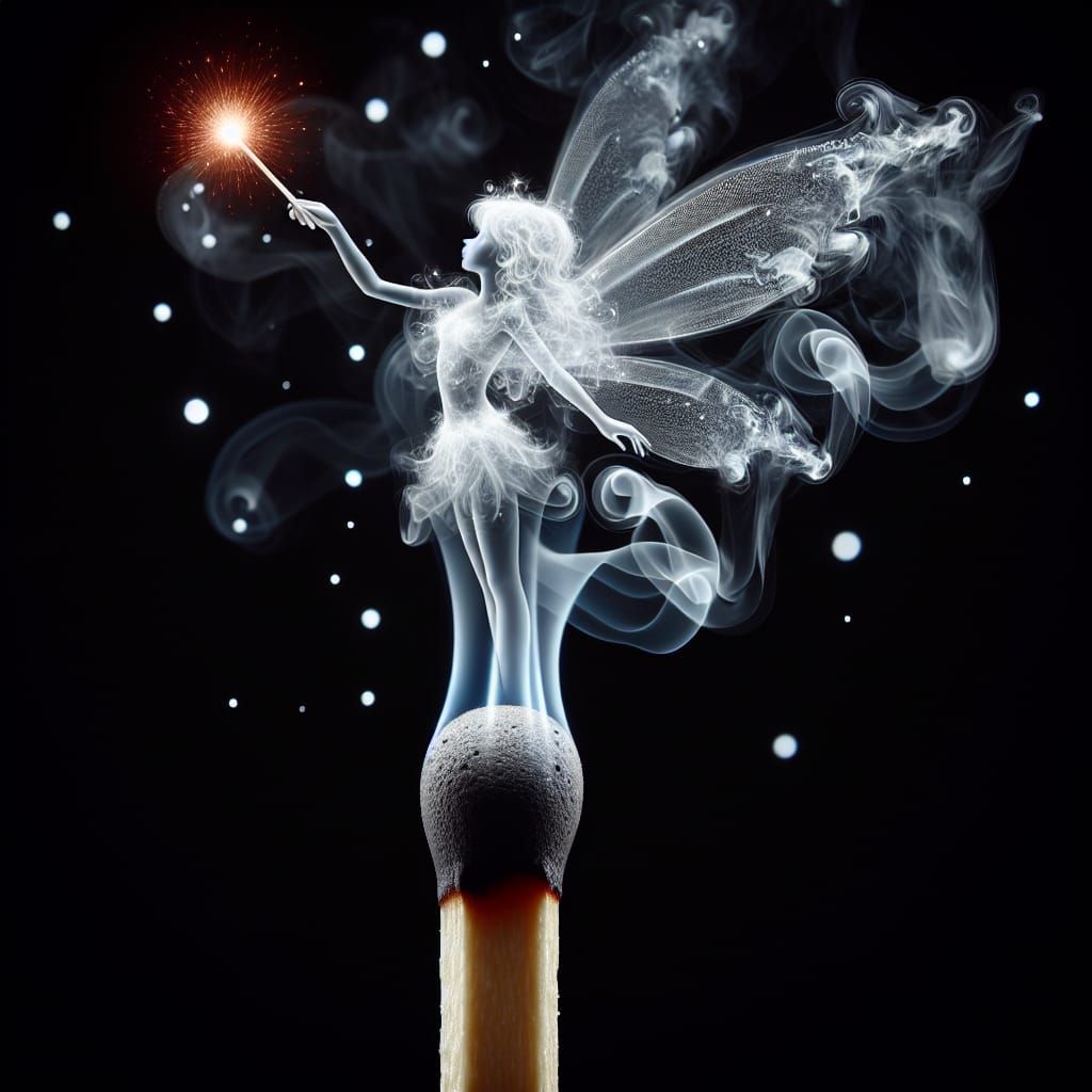 Fairy Formed from Smoke of Blown Matchstick