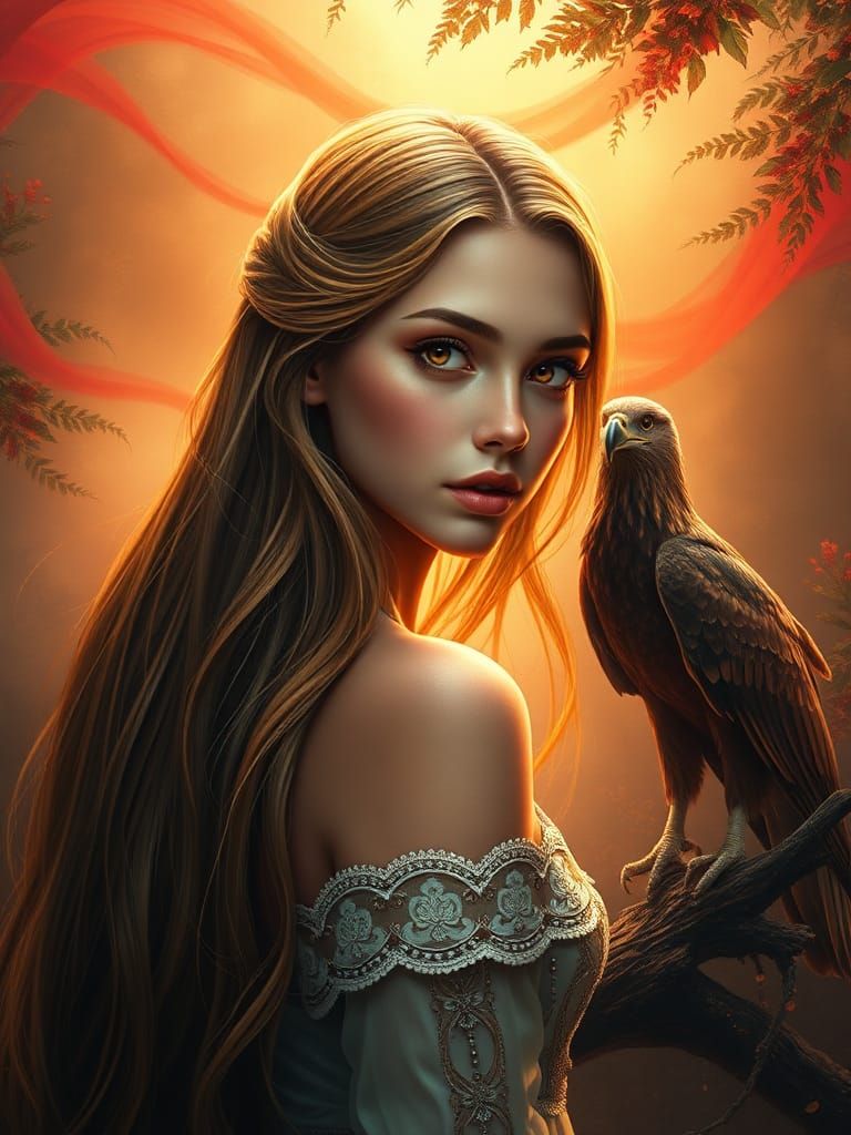 Mystical Woman in Primeval Forest: Fantasy Concept Art