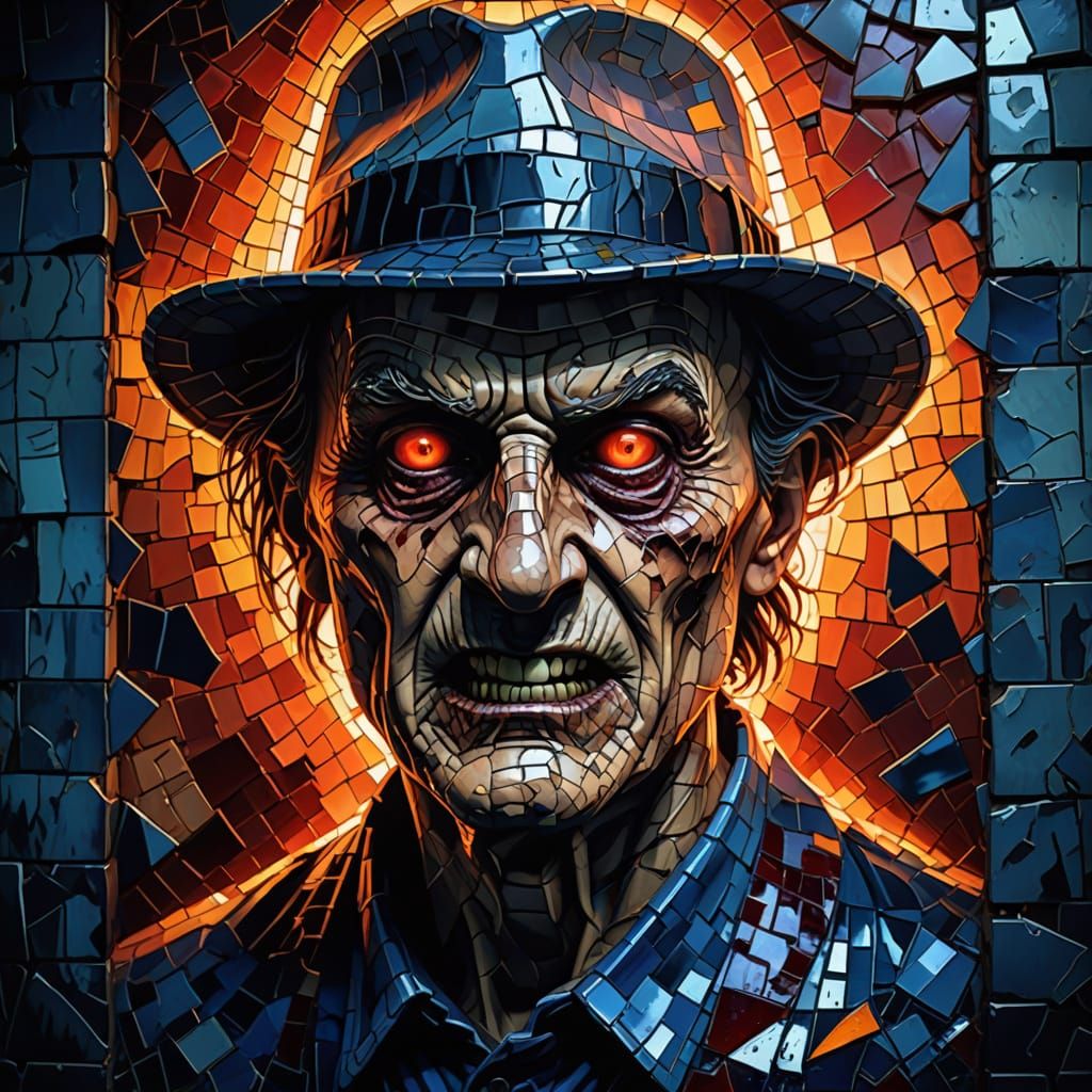 Freddy Krueger's Tormented Face Emerges from Dark Mosaic