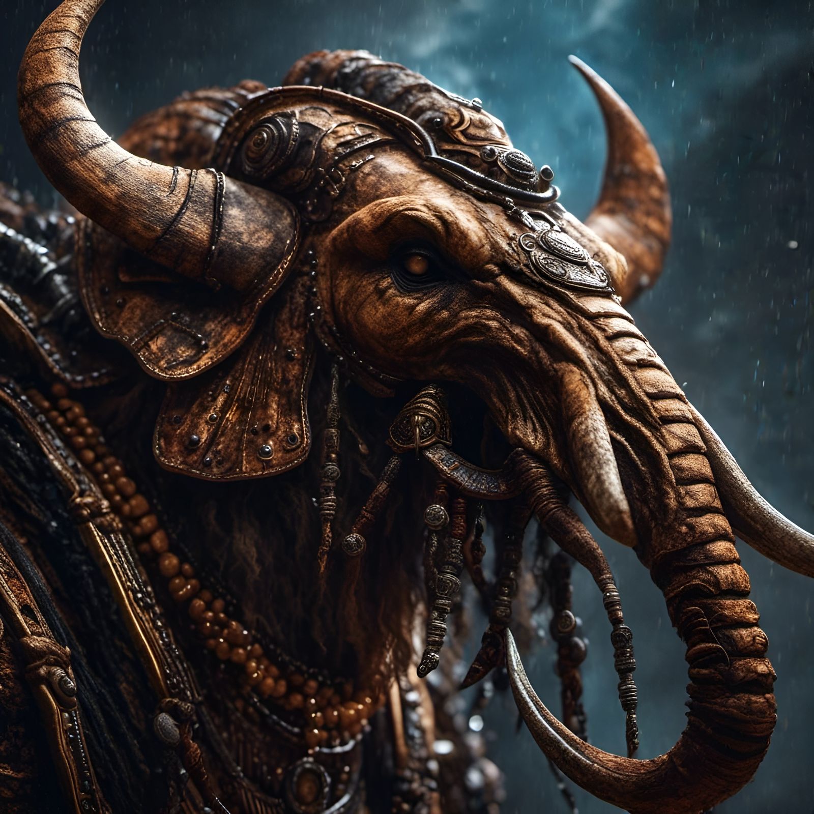 Haunted Voodoo Mammoth Monster in Photorealistic Style