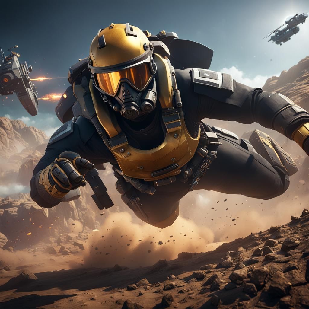 Helldivers 2 Character Diving: 3D Game Cinematic