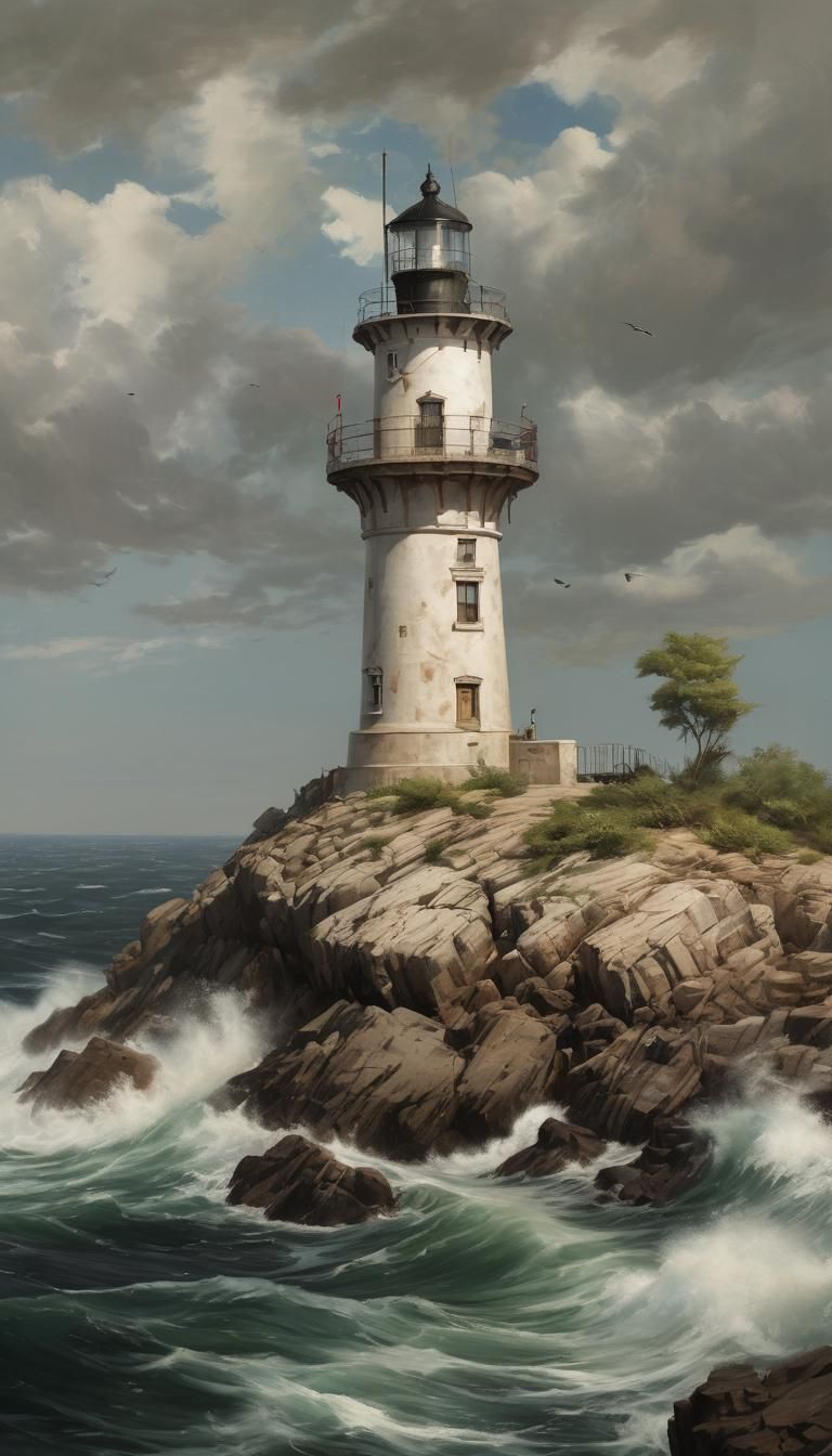 Barber Pole Lighthouse off Maine Coast