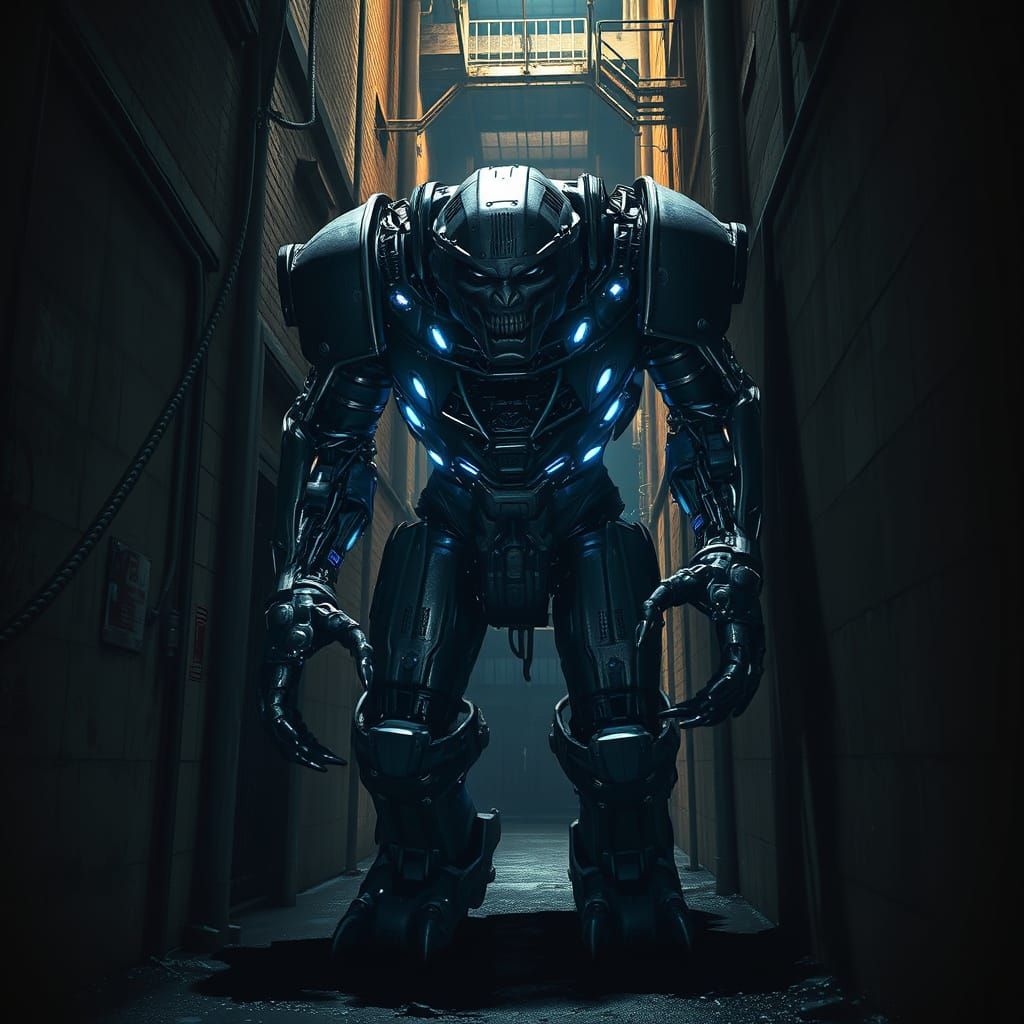 Cyborg Golem Emerges from Dark Alleyway in Gritty Dystopian ...