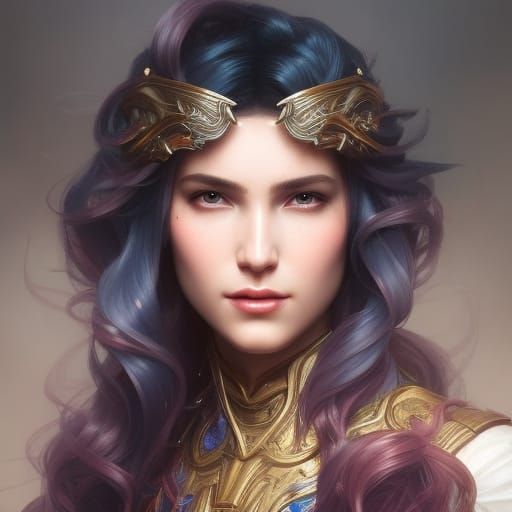 Lightning Princess Portrait in Art Nouveau Style