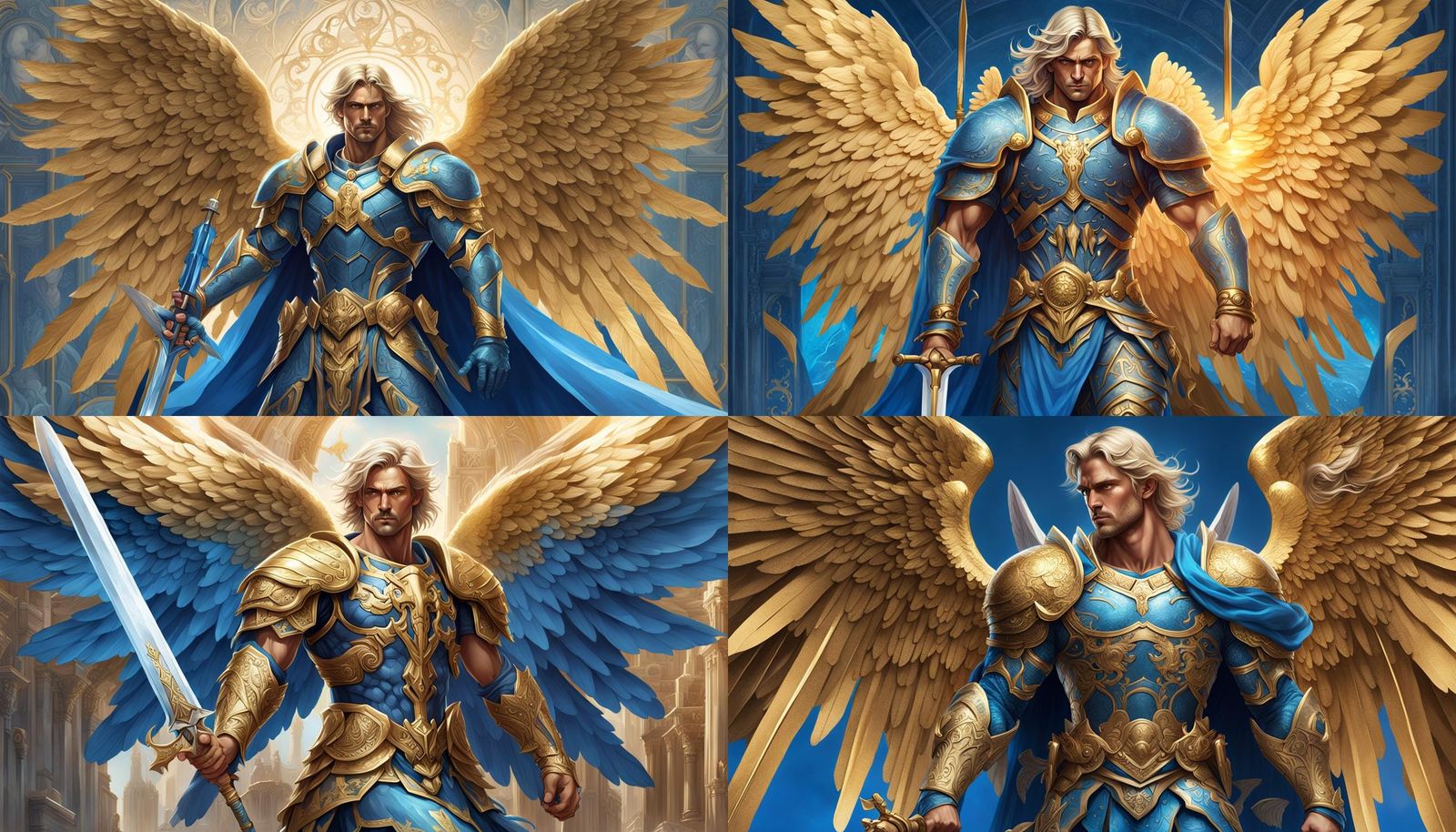 Armored Angel with Sword in Hyperrealistic Style