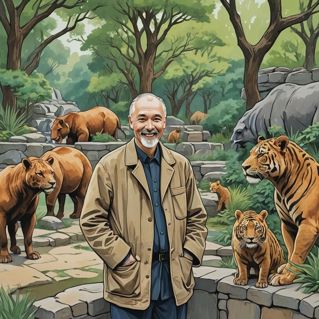 The artist Roerich visits a Zoo in China. He makes a drawing...