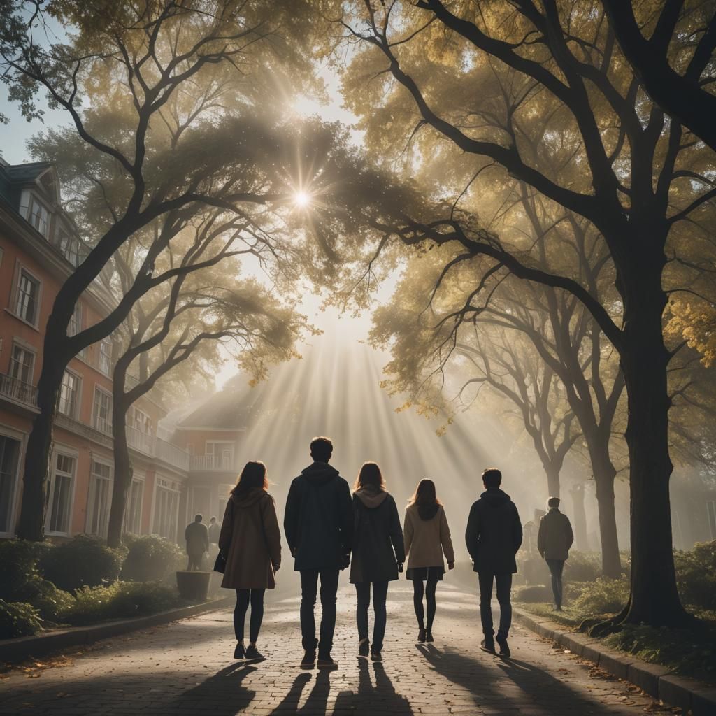 Friends' Haunted Hotel Adventure in Soft Focus