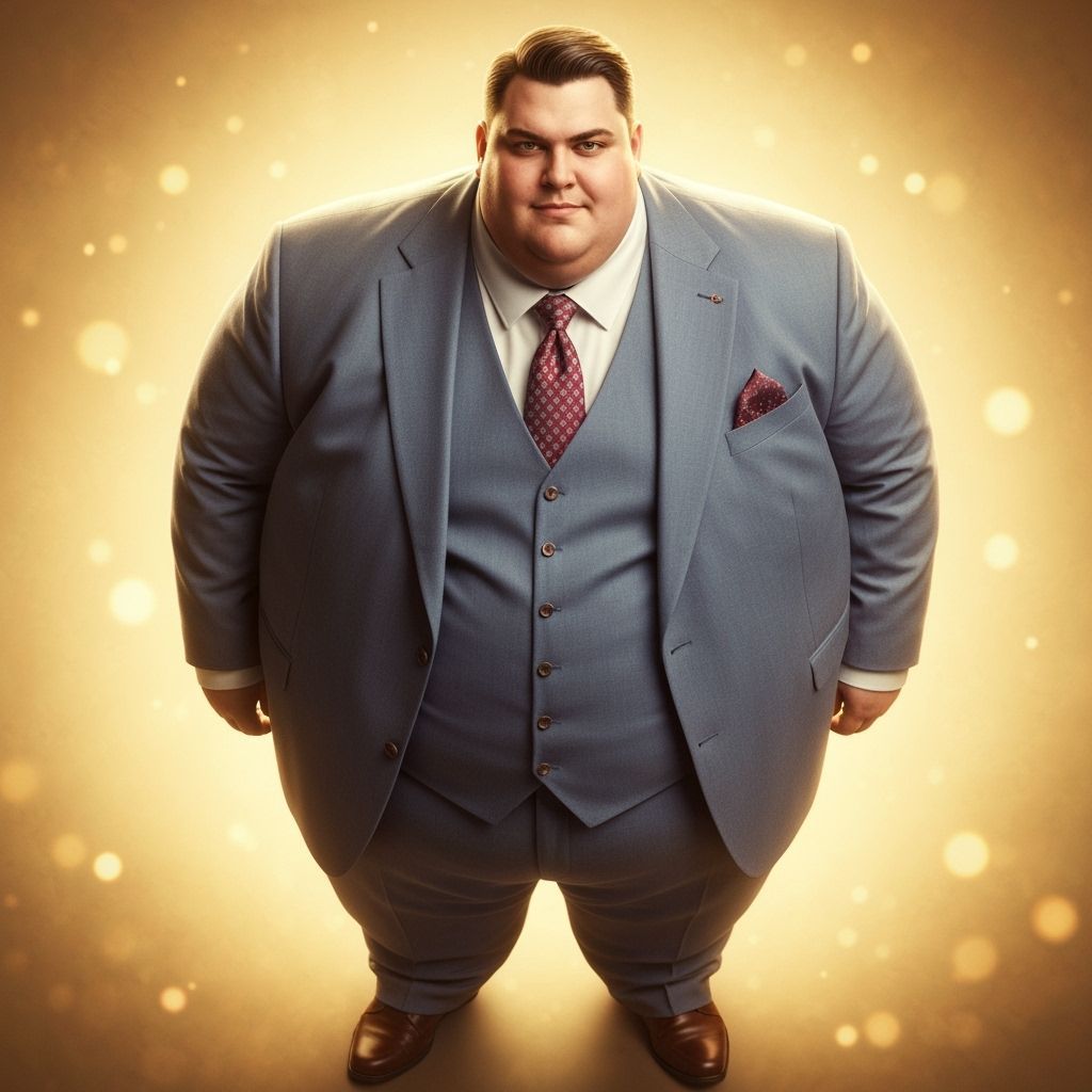 Confident Man with Round Belly in Golden Light